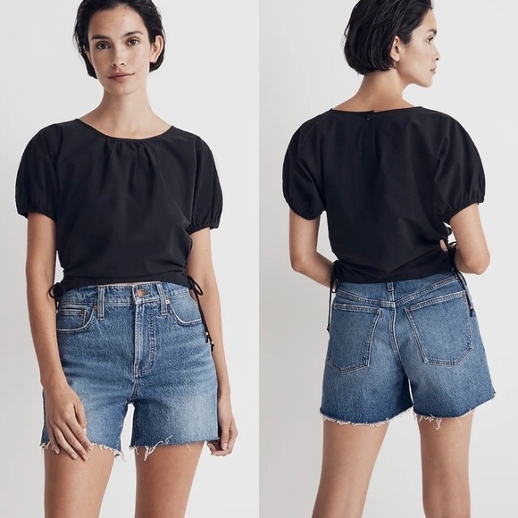 Madewell Poplin Puff Sleeves Cutout Crop Top Size: M - Picture 1 of 5